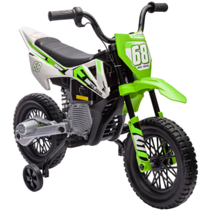 Moto Eléctrica para Niños de +3 Años, Moto Eléctrica Infantil con Batería 12V, Música, Velocidad 2,4-5 km/h y Ruedas Auxiliares Desmontables, Carga 30 kg, Verde