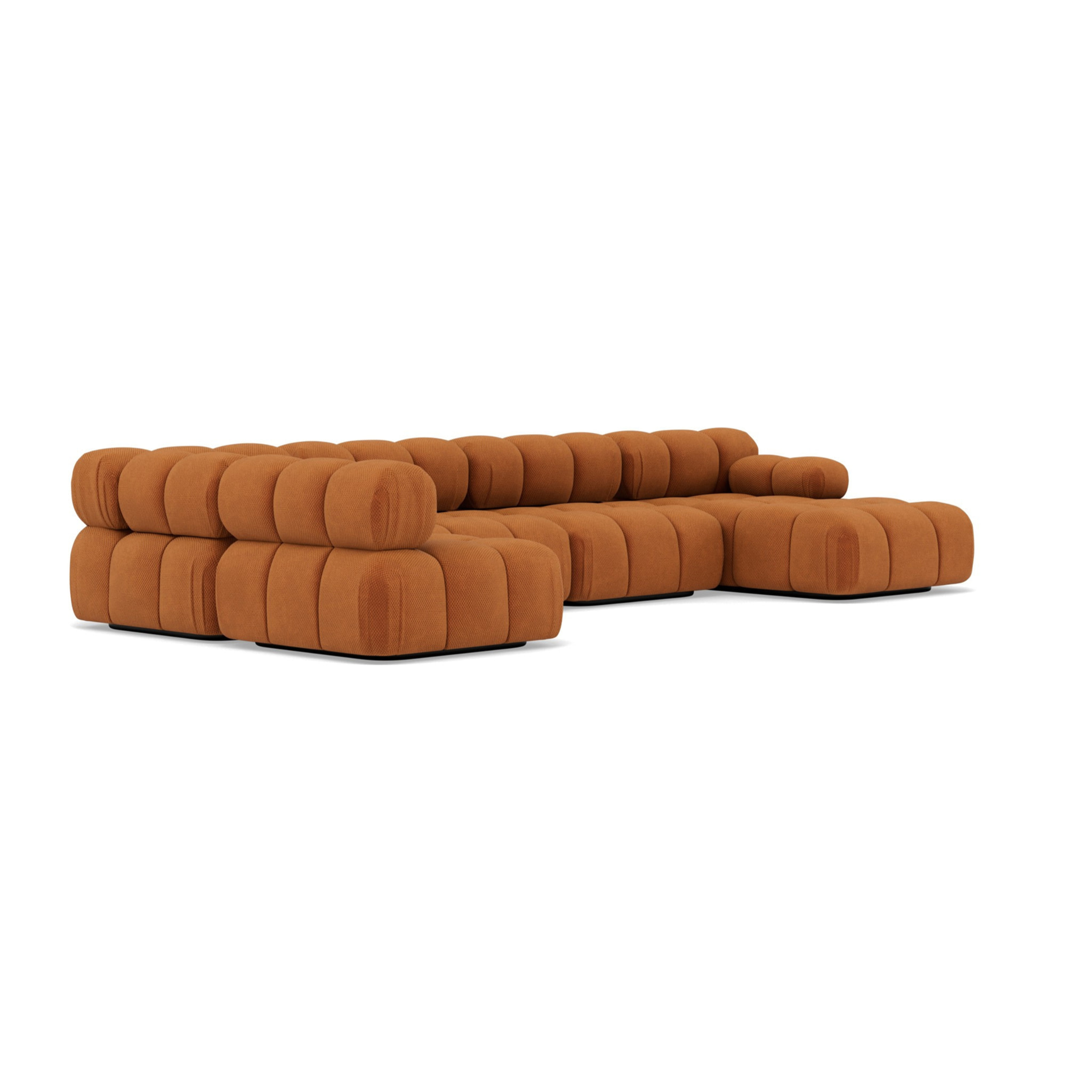 Ruby - canapé panoramique modulable d'angle gauche 7 places en velours texturé - Terracotta