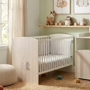 Lit bébé 120x60 à barreaux décor bois