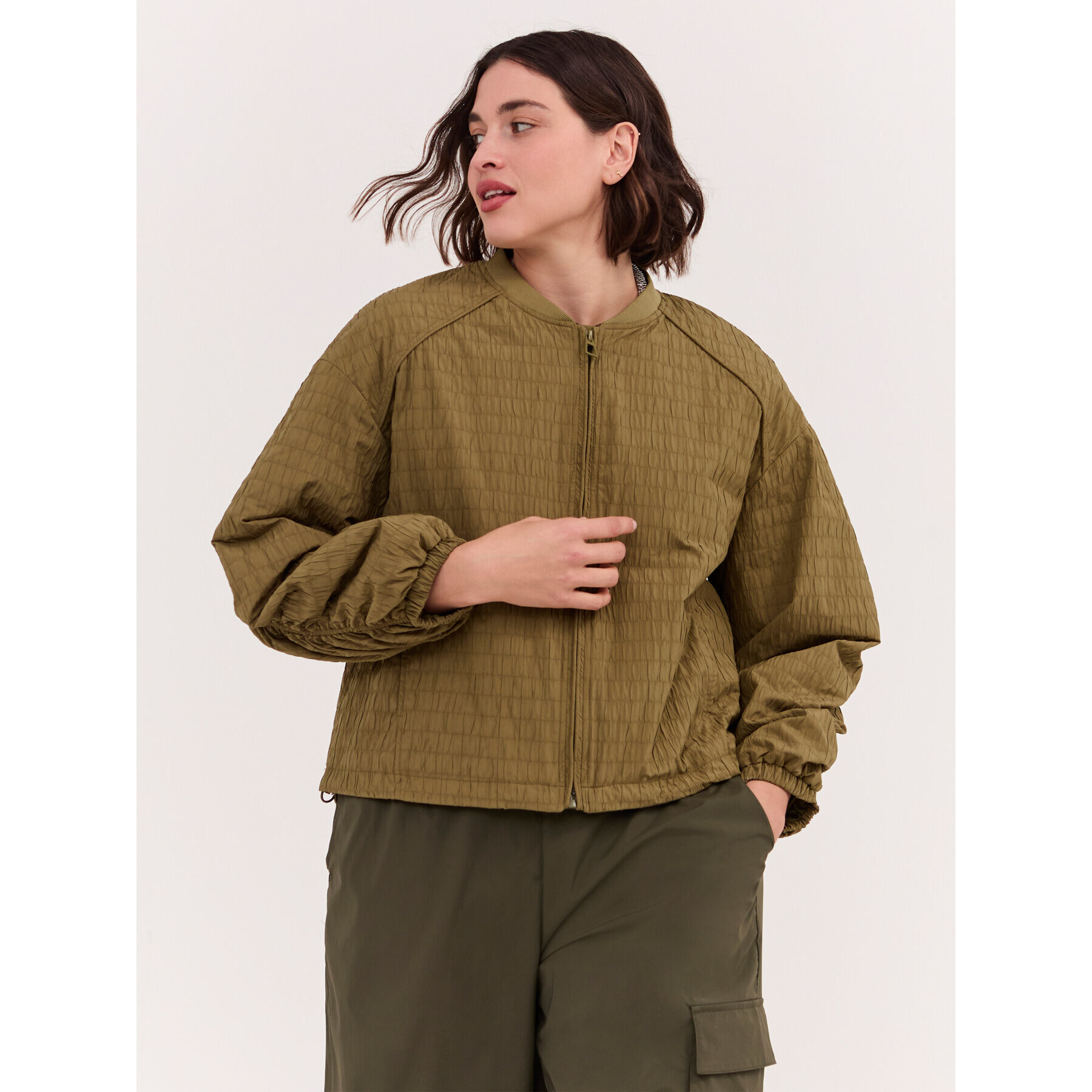 Fiorella Rubino - Bomber corto con maniche raglan - Verde militare