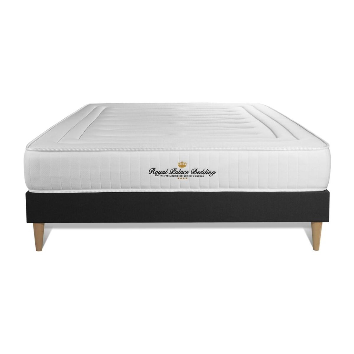 Ensemble - Matelas Ressorts ensachés et mémoire de forme 22cm d'épaisseur - 3 zones de confort - Confort ferme - Sommier tapissier en kit - 2 places