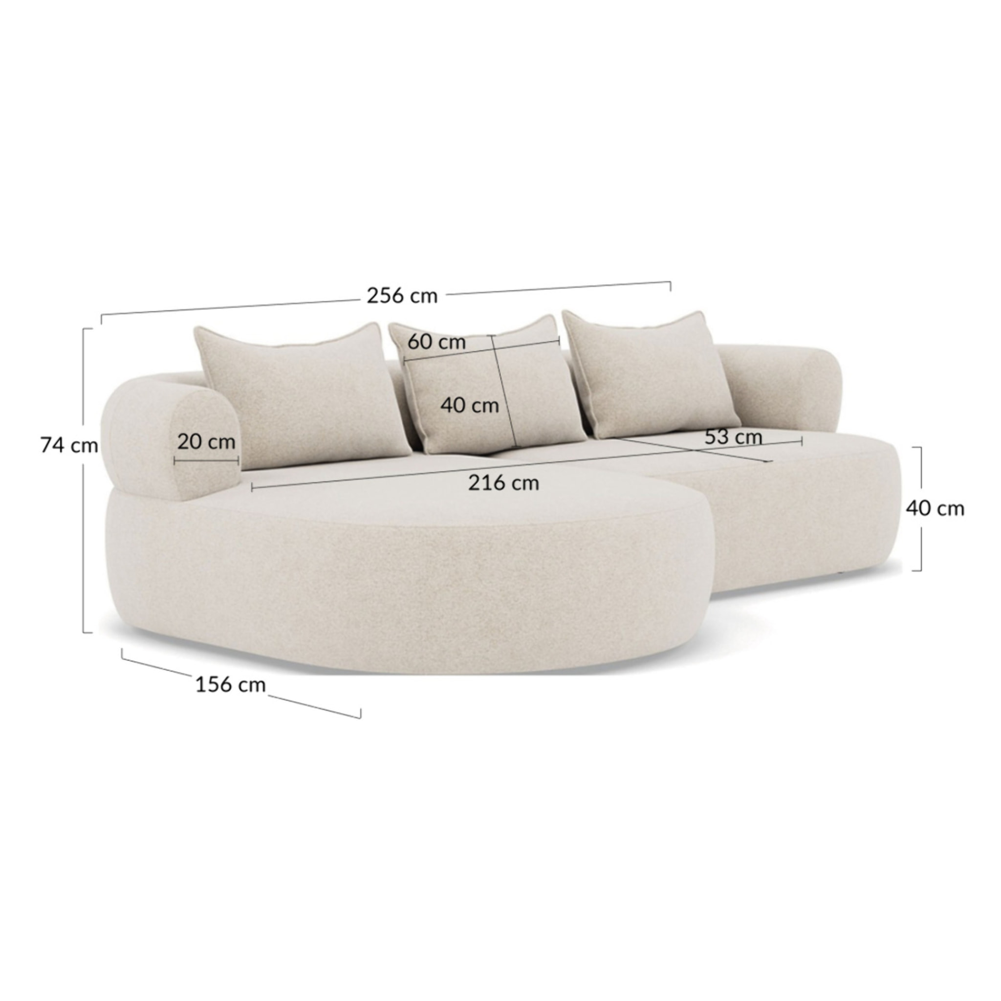 Angela - canapé d'angle gauche 4 places en velours texturé - Beige