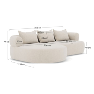 Angela - canapé d'angle gauche 4 places en velours texturé - Beige