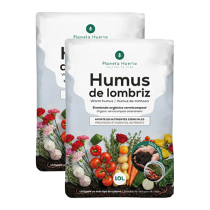 Pack 2x Humus de Lombriz 100% Natural Planeta Huerto 10 L