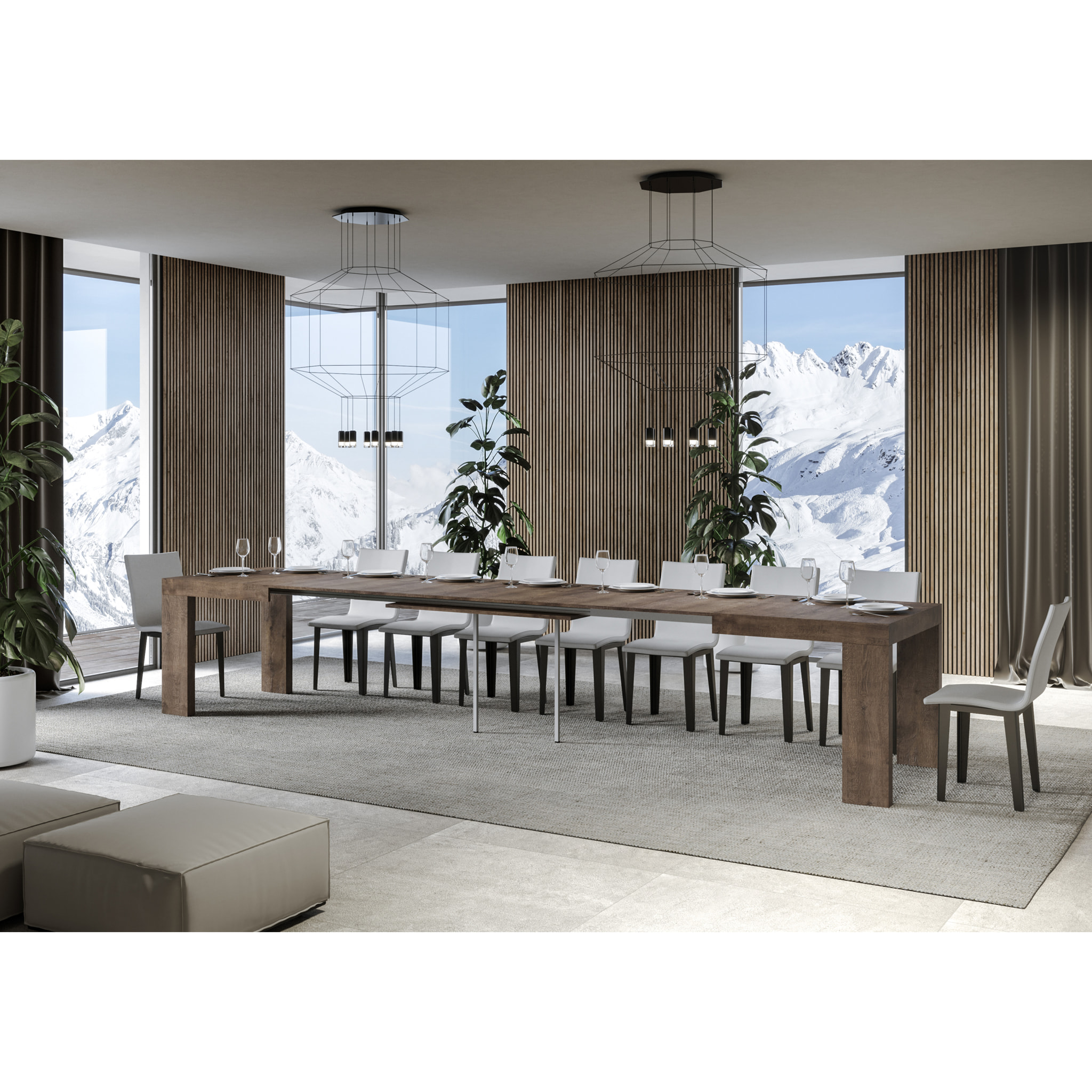 Table extensible 90x140/400 cm Roxell Noyer