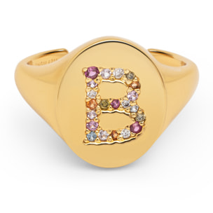 Anelli Personalized Signet Letter Colors Placcato Oro