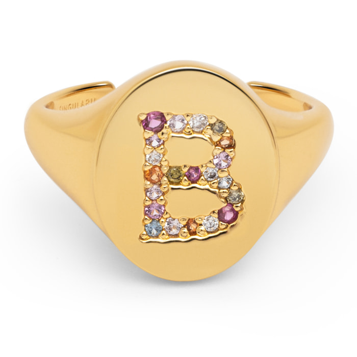 Anelli Personalized Signet Letter Colors Placcato Oro