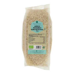 PLANETA HUERTO | Arroz Redondo Semi Integral ECO 500 g – Conserva el Germen y la Fibra Natural, Ideal para Cocción Lenta y Dietas Saludables