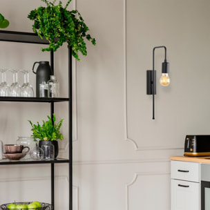 Aplique de pared, metal , negro, 6x22x42, casquillo E 27 Max 40 W