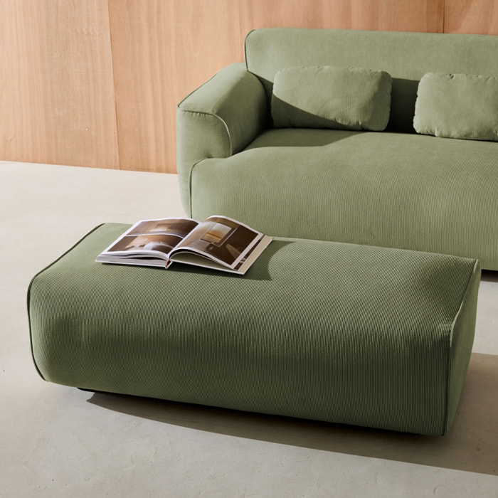 Pouf, repose-pieds pour canapé d'angle 3 places Wallas velours côtelé WALLAS