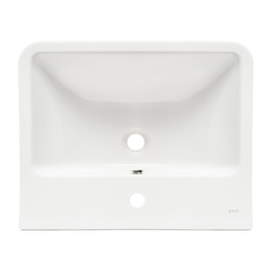 Integra 55x45x19 cm lavabo suspendu en céramique, trou pour robinetterie au milieu, avec trop-plein, blanc (7049-003-0001)