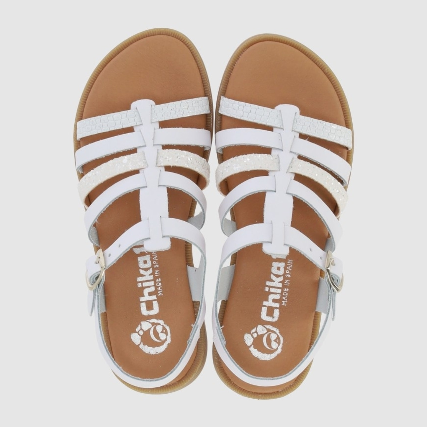 Sandalias de Piel - Blanco - Tacón: Bajo