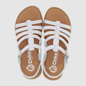 Sandalias de Piel - Blanco - Tacón: Bajo