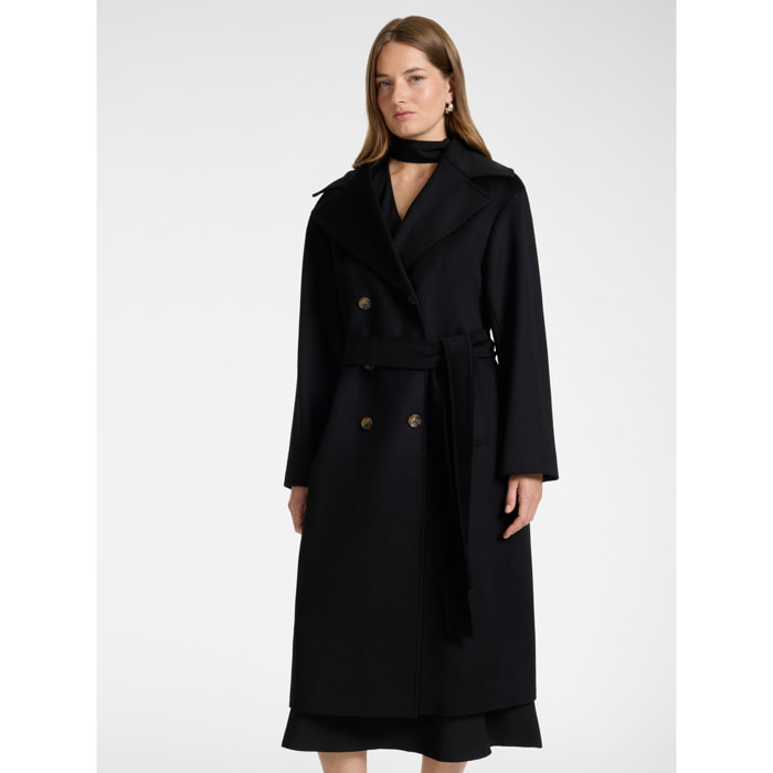 Elena Mirò - Cappotto doppiopetto in lana con cintura - Nero