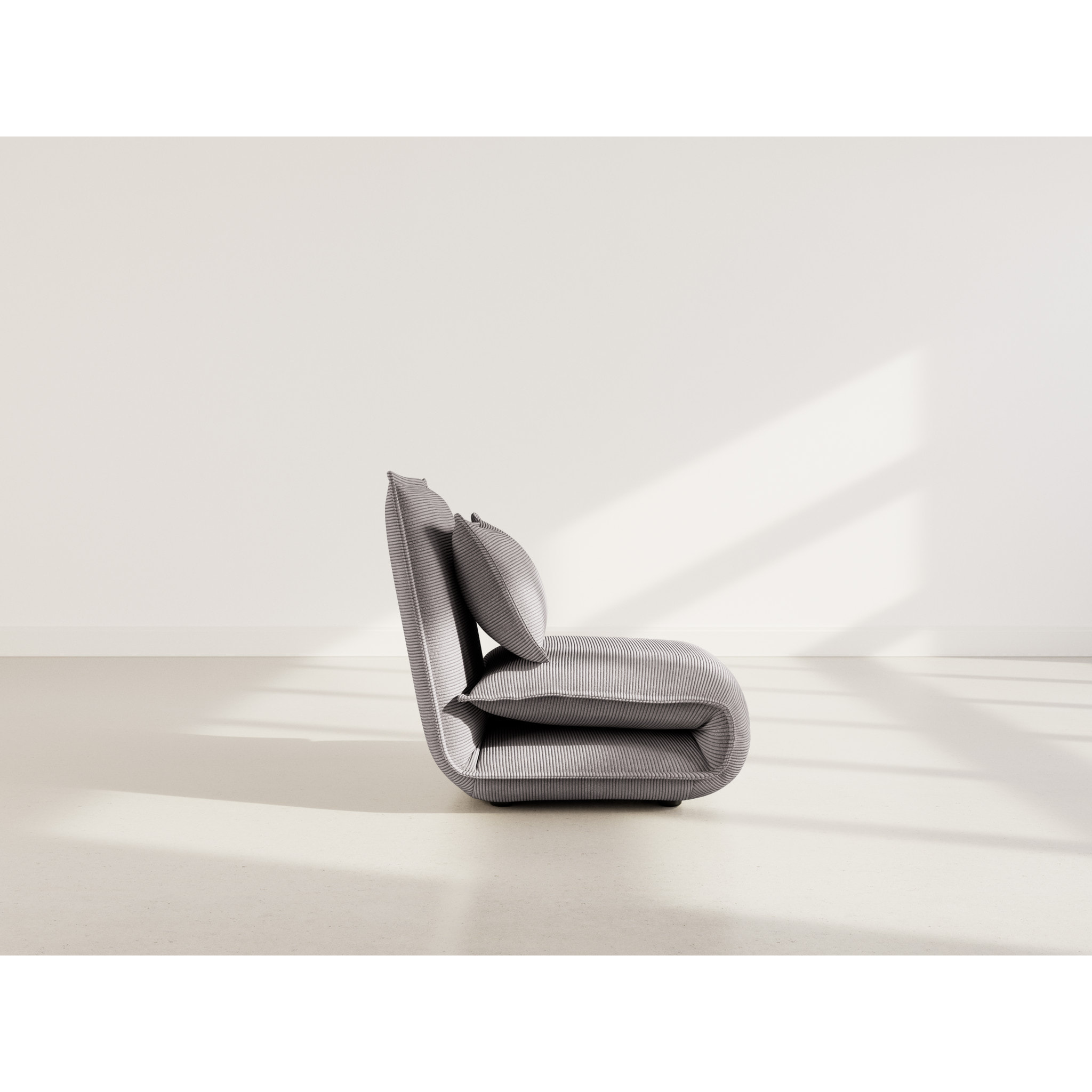 Candice - Banquette 1 place convertible clic-clac en velours côtelé - Gris clair