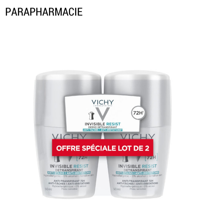 Dermo-détranspirant Invisible Protect 72h - Lot de Déodorants