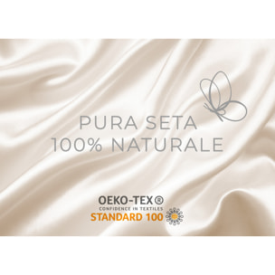 Federa Cuscino Letto Con Zip E Scrunchies Elastico Capelli 100% Seta Tinta Unita Bianco