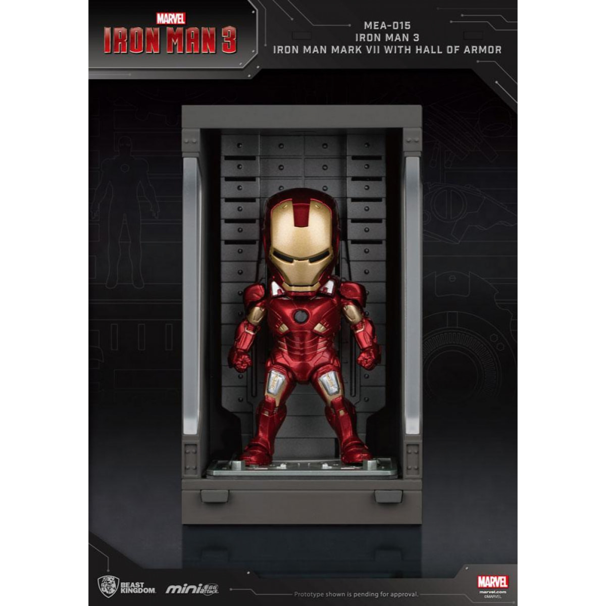 Iron Man 3 Statua Sala Delle Armature Mark VII Figura 8cm Mini Uova Beast Kingdom