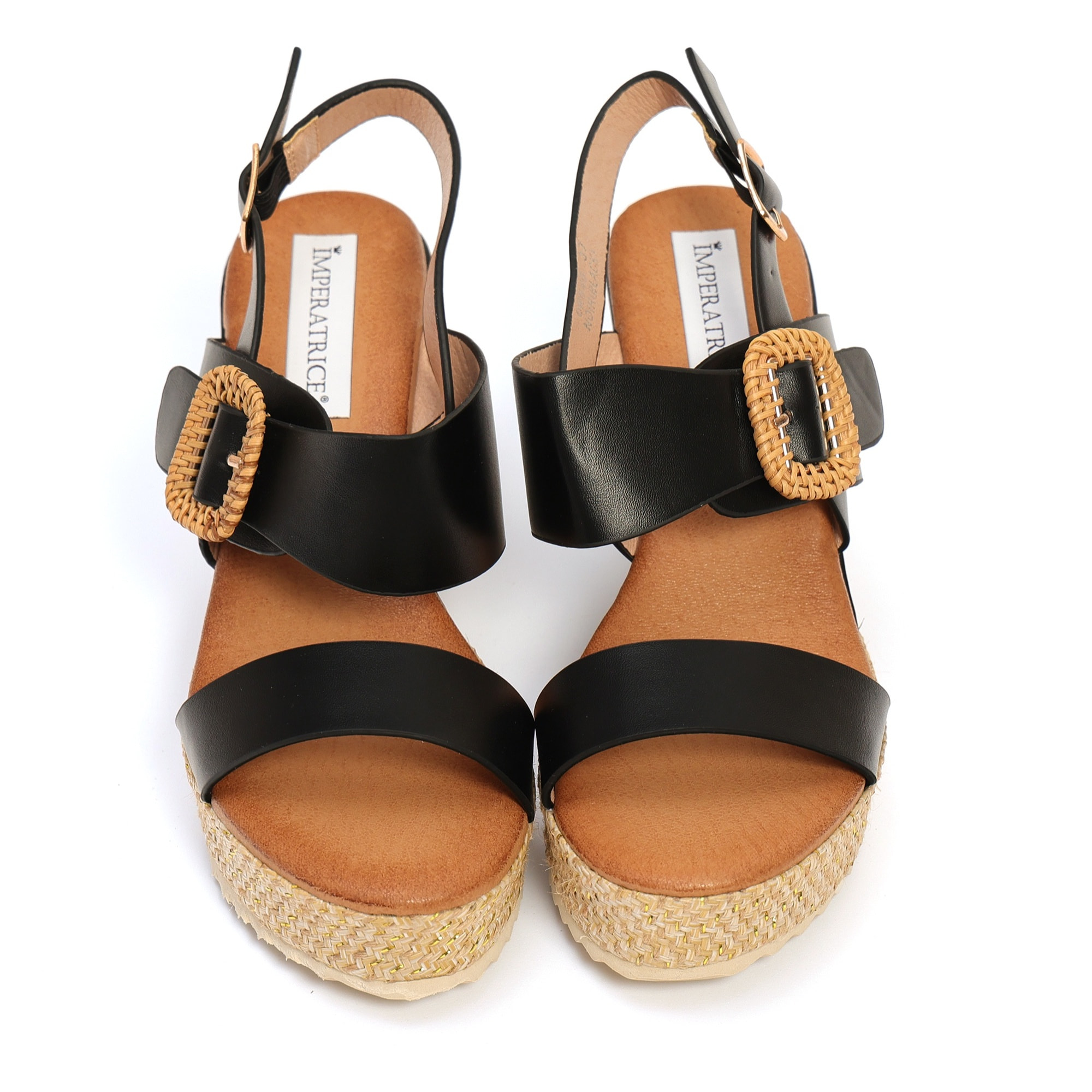 Sandali in simil pelle con zeppa