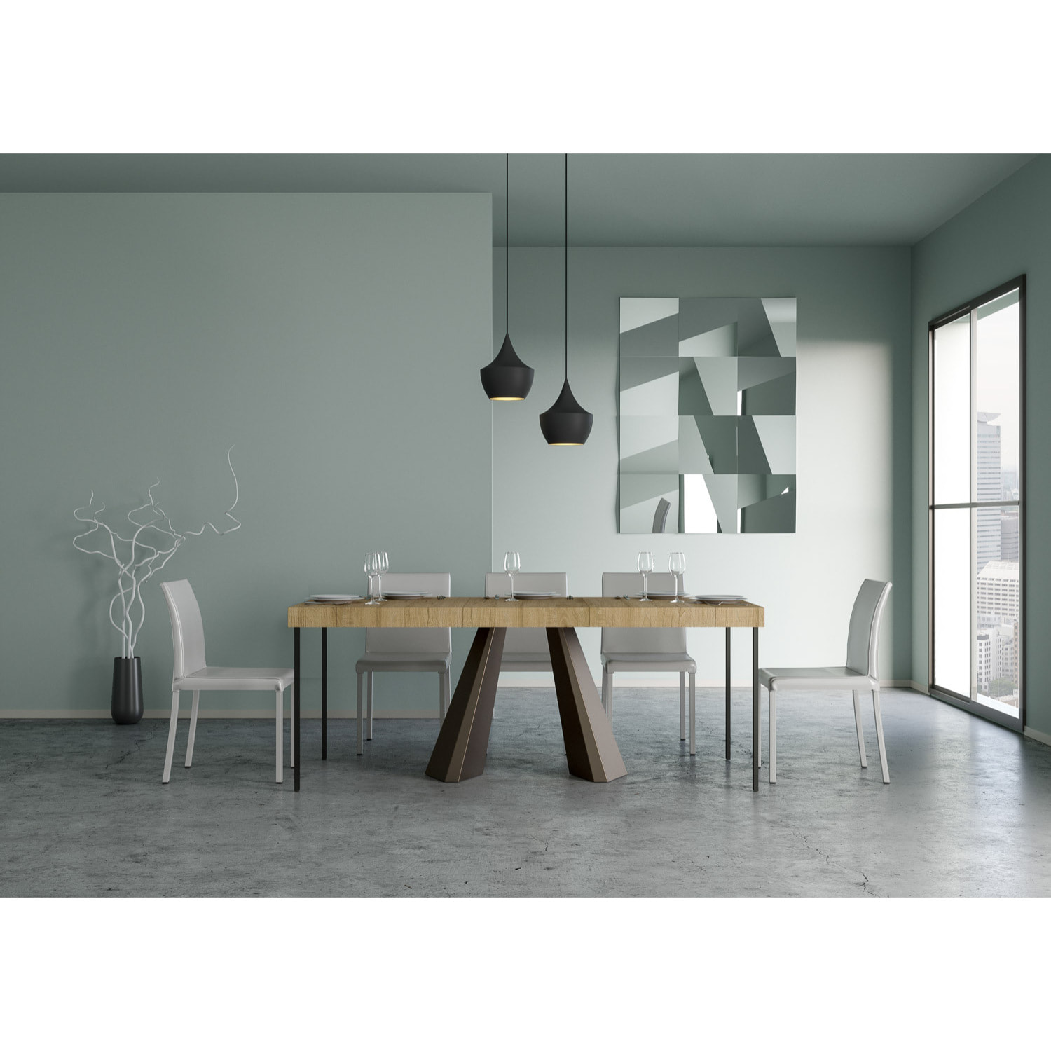 Consola extensible 90x40/300 cm Diamante Premium Roble Natural estructura Orso