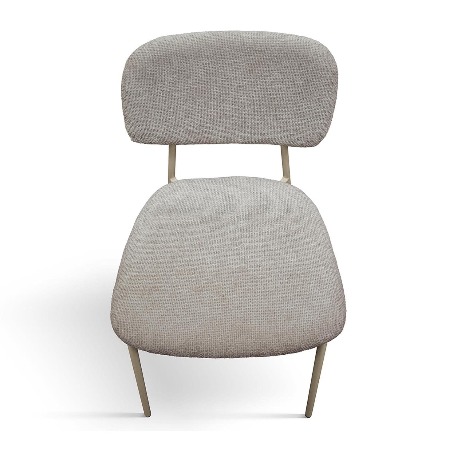 Set di 4 sedie BERLINO in tessuto grigio e gambe in metallo beige