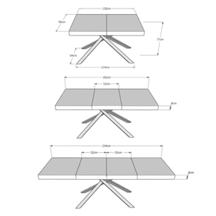 Table extensible 90x130/234 cm Karida Premium chêne nature pieds anthracite