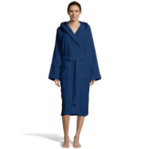 Bassetti Morbido Accappatoio 360 gr con Cappuccio 100% Cotone Uomo Donna Spugna Taglie Forti - ITALY Designed - Collezione VIVIAN - INDIGO DC