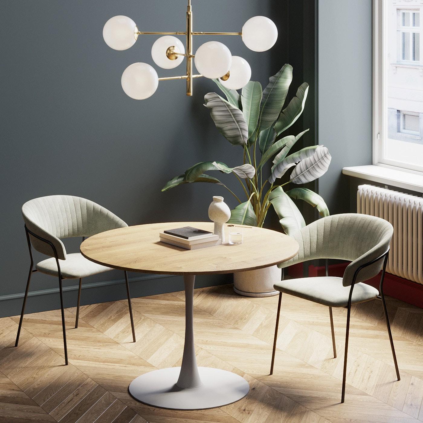 Table Schickeria chêne et blanche Kare Design