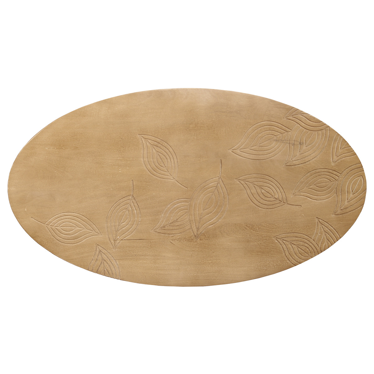 Table basse ovale ethnique bois manguier massif gravé L100 cm KAFFIR