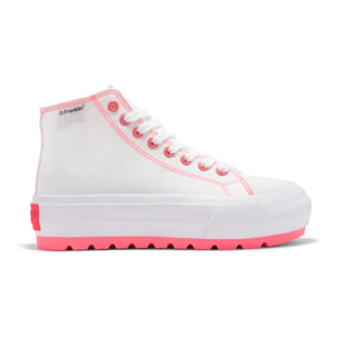 Zapatillas Altas de Mujer One Way Track Canvas Basic Blanco / Fucsia D.Franklin