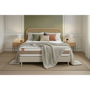 Ensemble - Matelas Ressorts ensachés et mémoire de forme 26cm d'épaisseur - 5 zones de confort - Confort équilibré - Sommier tapissier en kit - 1 place