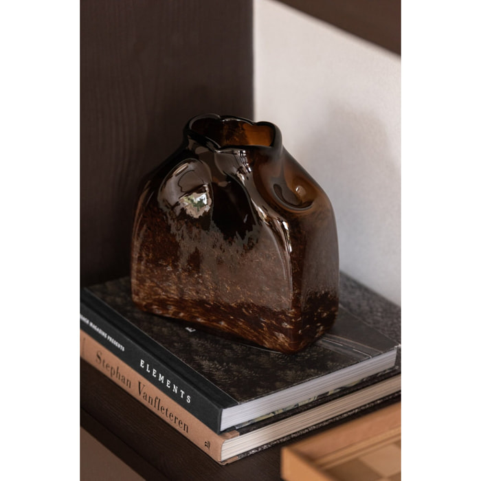 J-Line vase Rectangle - verre - brun foncé - small