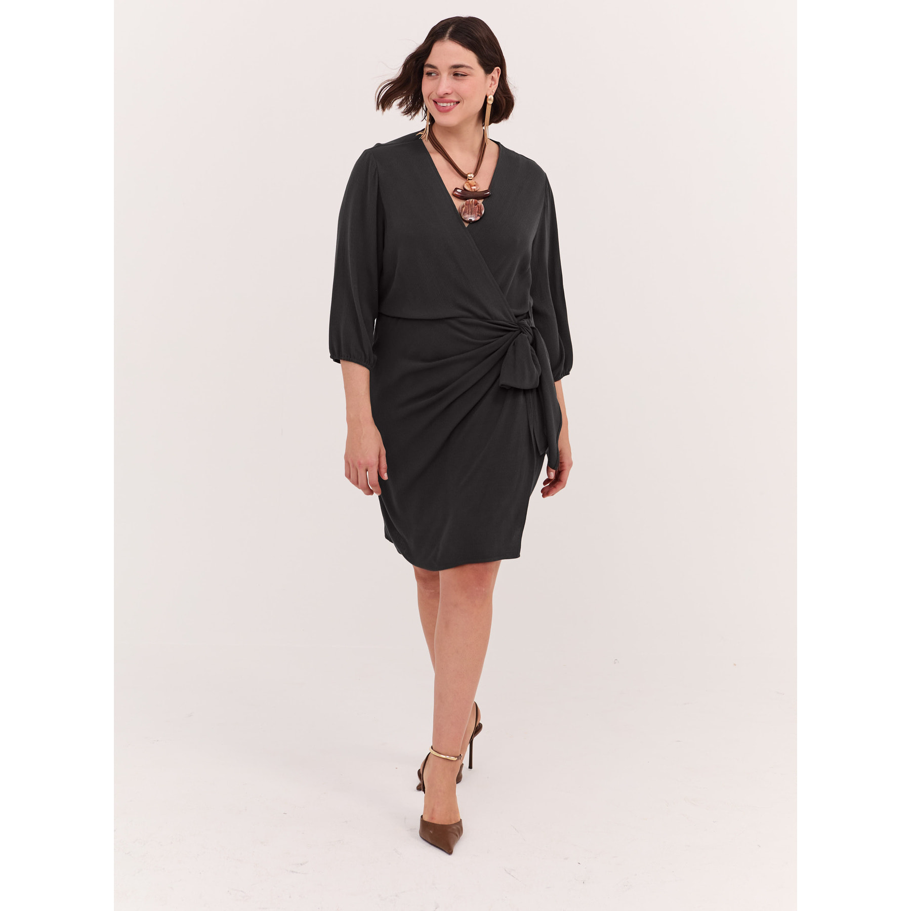 Fiorella Rubino - Vestito a portafoglio Joy in viscosa - Nero