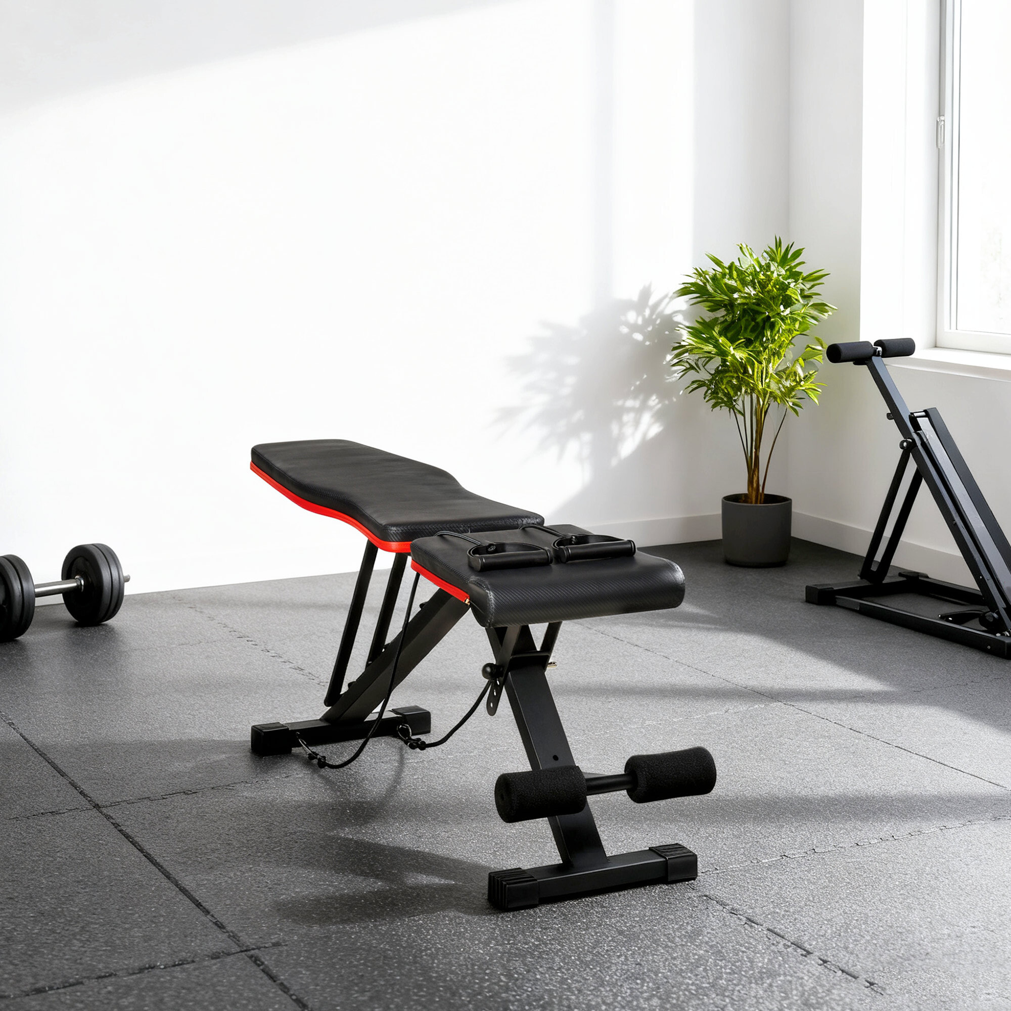 Banc de musculation pliable réglable 2 bandes de résistance incluses max. 120Kg