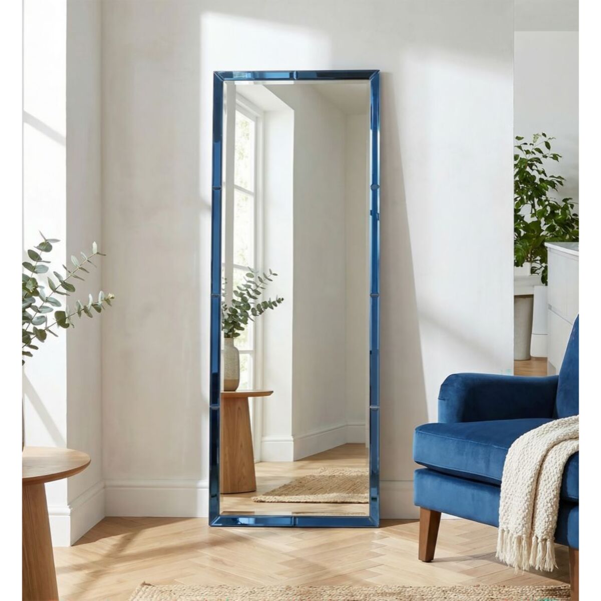 SPECCHIO DA MURO BERLINO BLU CM 55X2X150 (MISURA SPECCHIO CM 49X143,5)