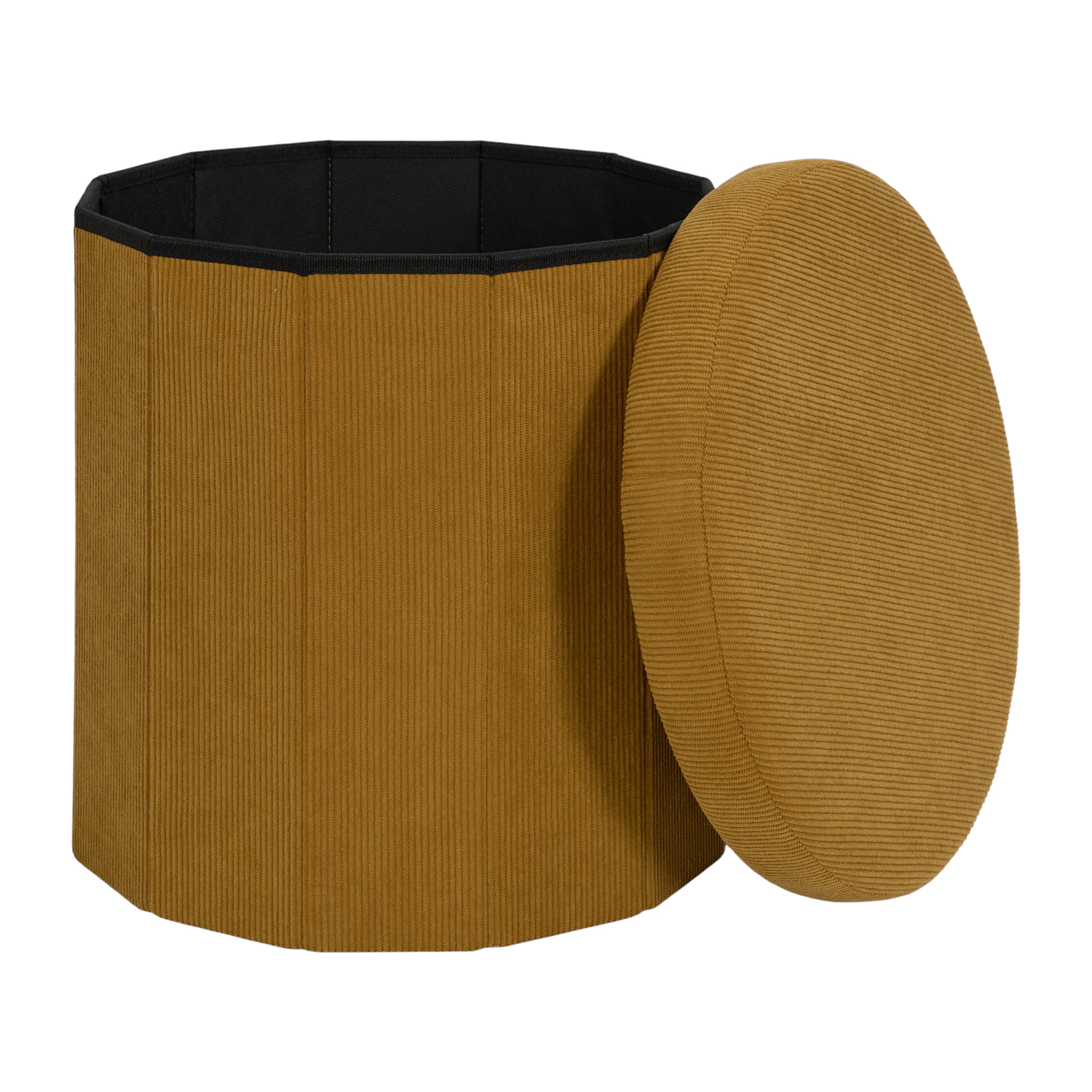 Coffre Pouf Pliable - HOME DECO FACTORY - Jules - Côtelé - Jaune