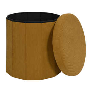 Coffre Pouf Pliable - HOME DECO FACTORY - Jules - Côtelé - Jaune