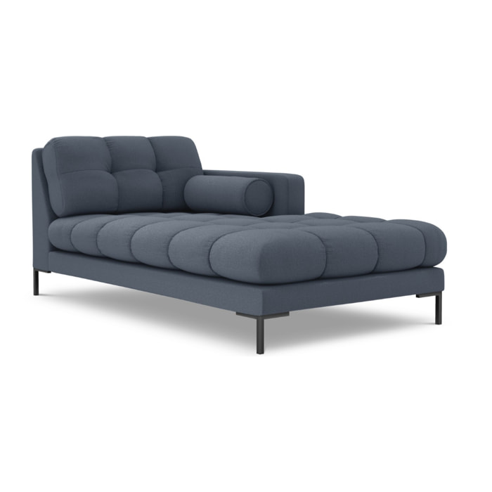 Méridienne droite "Bali" en tissu structurel bleu foncé