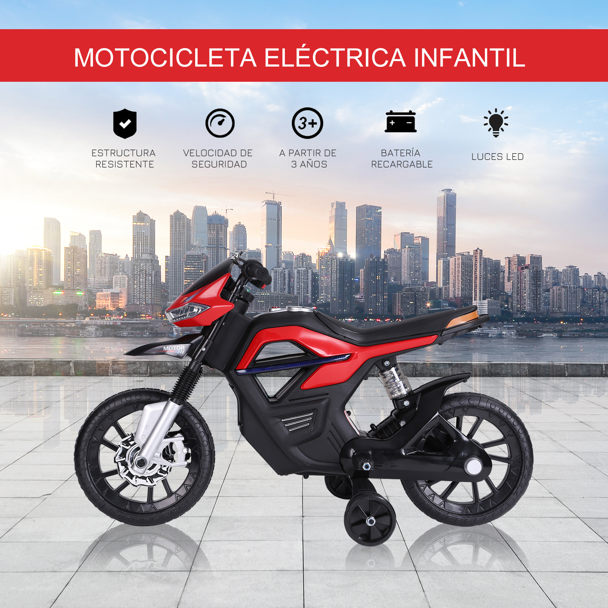 Moto Eléctrica Infantil Batería 6V Rojo