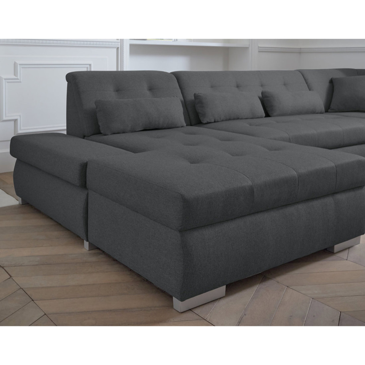 Vermont - canapé panoramique d'angle droit - 7 places - XXL - Gris foncé