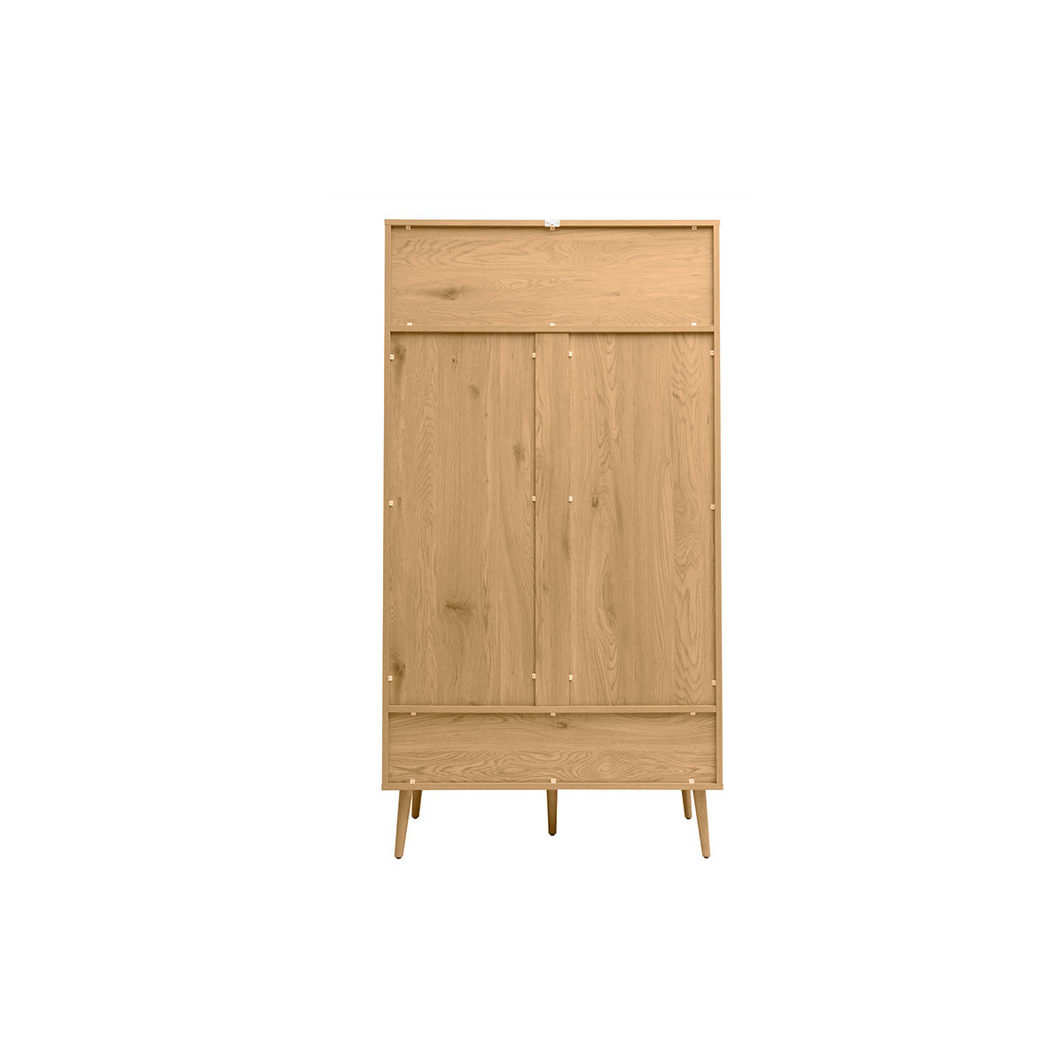 Armoire finition bois clair, cannage en rotin et métal noir L100 cm MANILLE