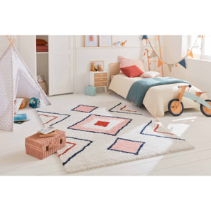 Tipi - tapis chambre d'enfant style berbère à poils longs à motif multicolore