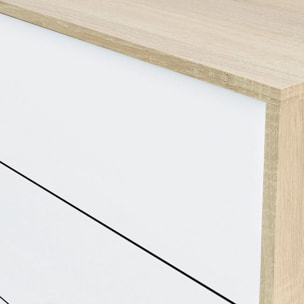 Aparador con gran espacio de almacenamiento en blanco mate y roble canadian 154 cm Lea Blanco Artik (Blanco Mate) - Roble Canadian