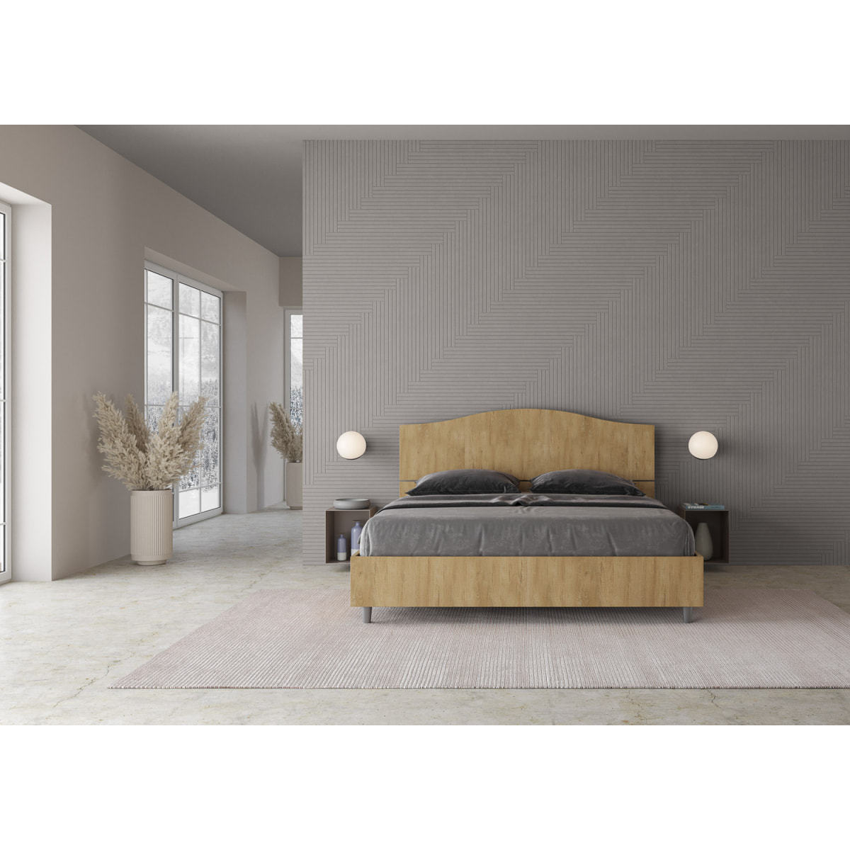 Cama sin somier 160x190 roble natural Dores