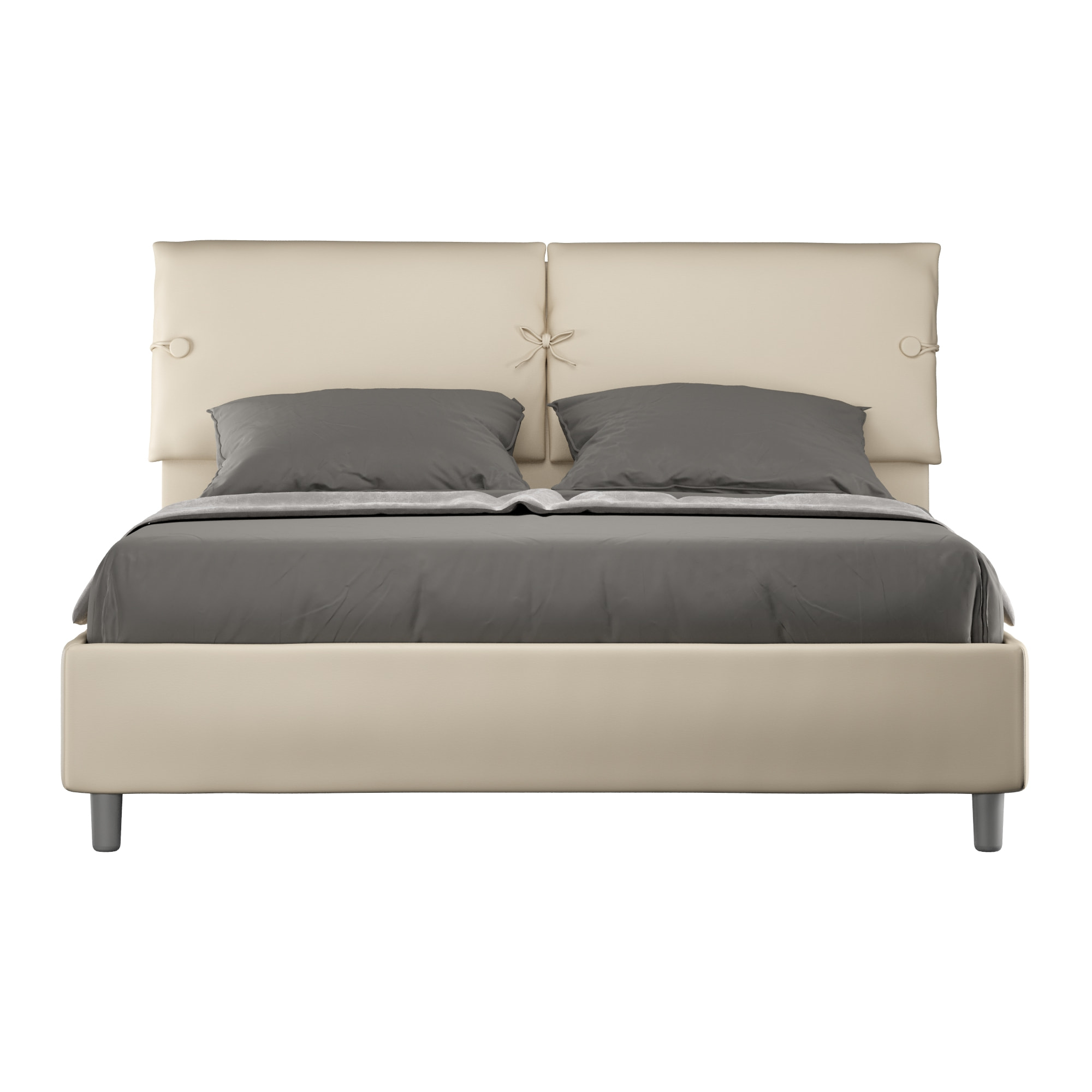 Letto matrimoniale con rete imbottito 160x190 similpelle tortora Sleeper