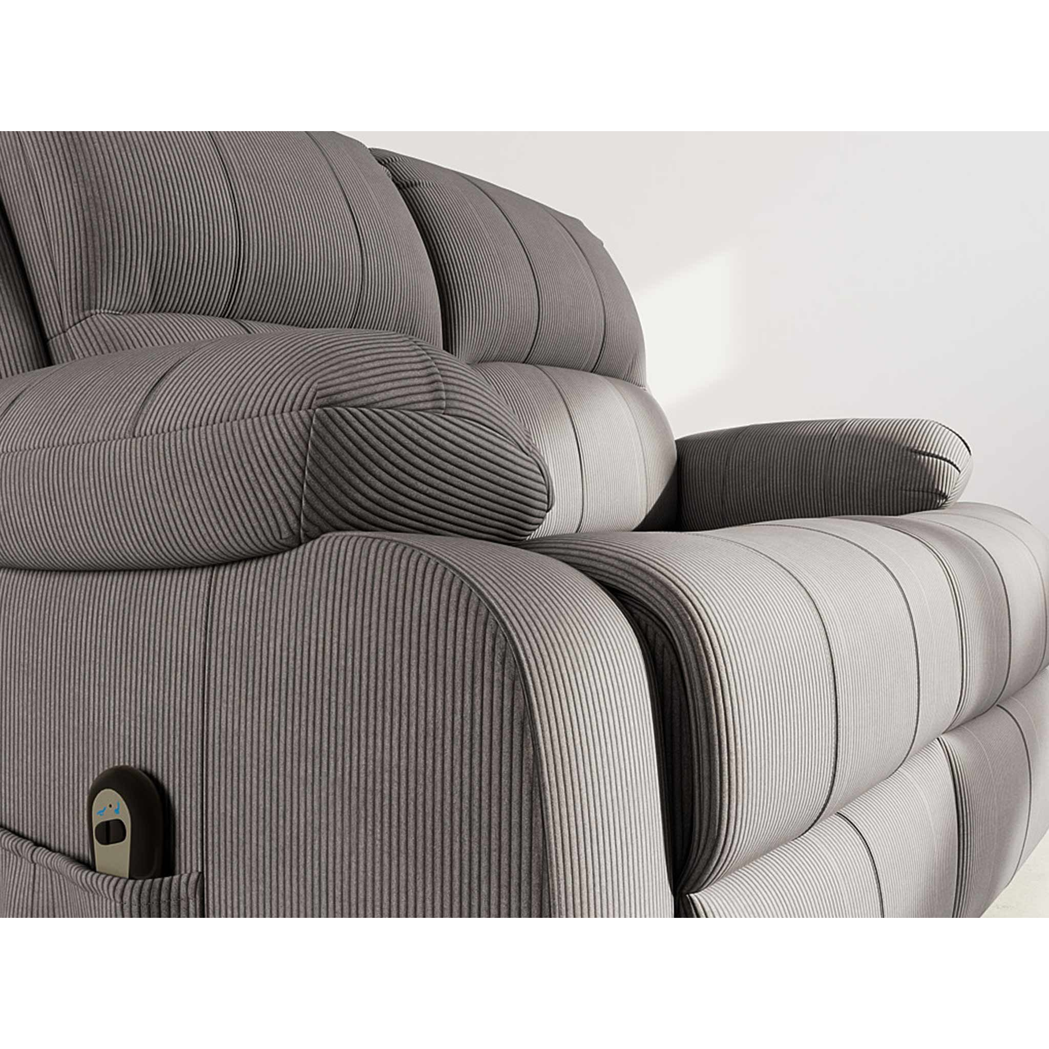 Armand - Canapé 2 places relax électrique en velours côtelé - Gris