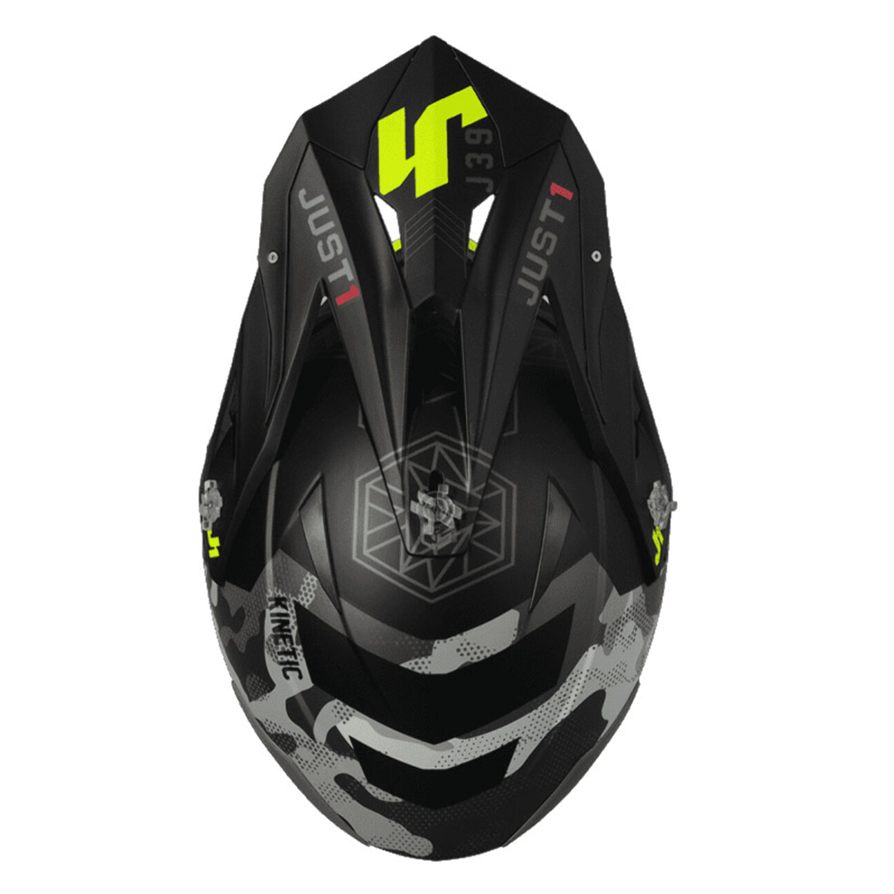 CASCO OFFROAD  J39 KINETIC CAMO FLUO YELLOW RED BLACK (MATT)JUST1