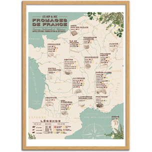 Affiche - Carte des fromages de France - Frog Posters