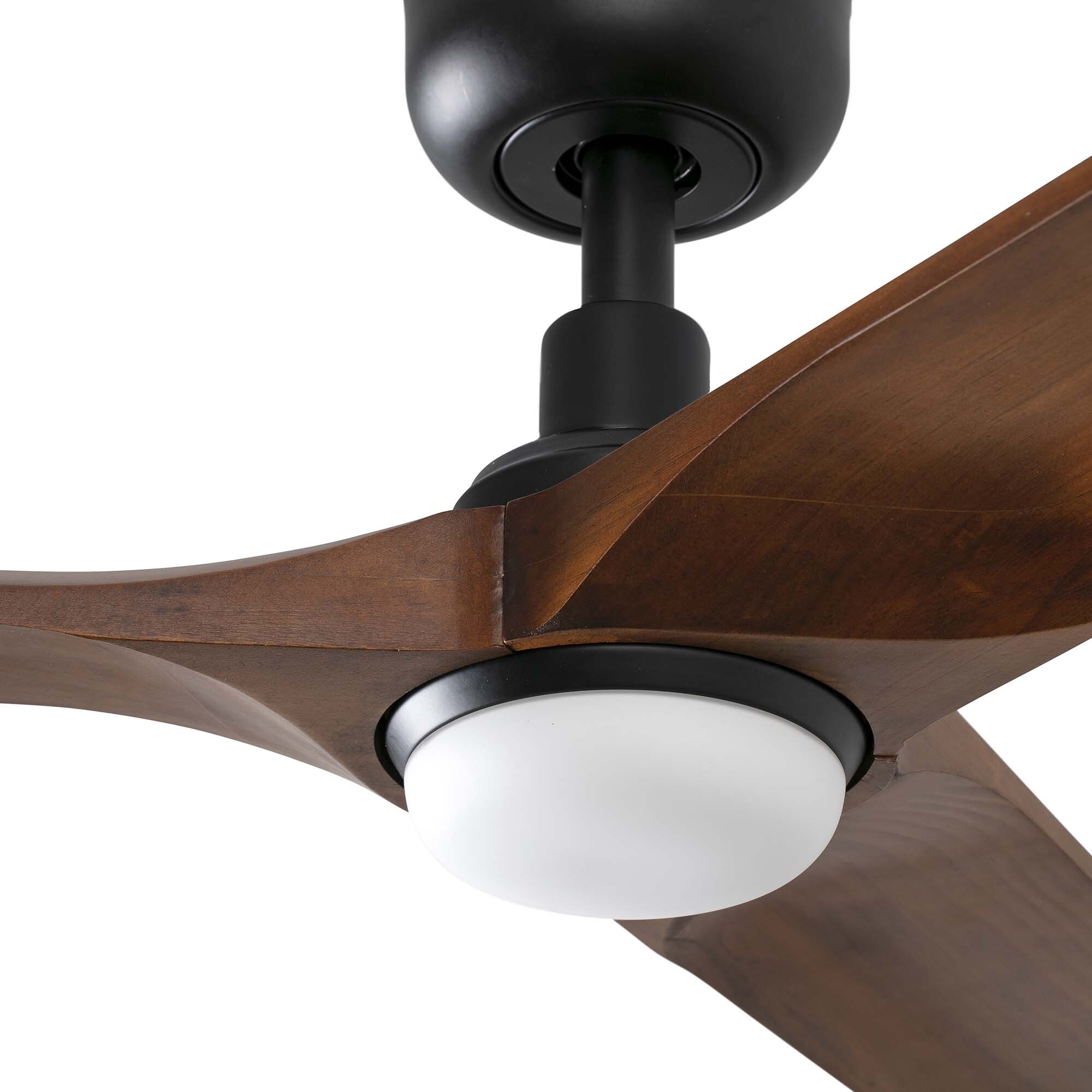 HEYWOOD L LED Ventilatore a soffitto nero/legno scuro
