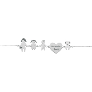 Bracciale Love Makes a Family Mamma-Bimba-Bimbo-Cuore-Cane Argento